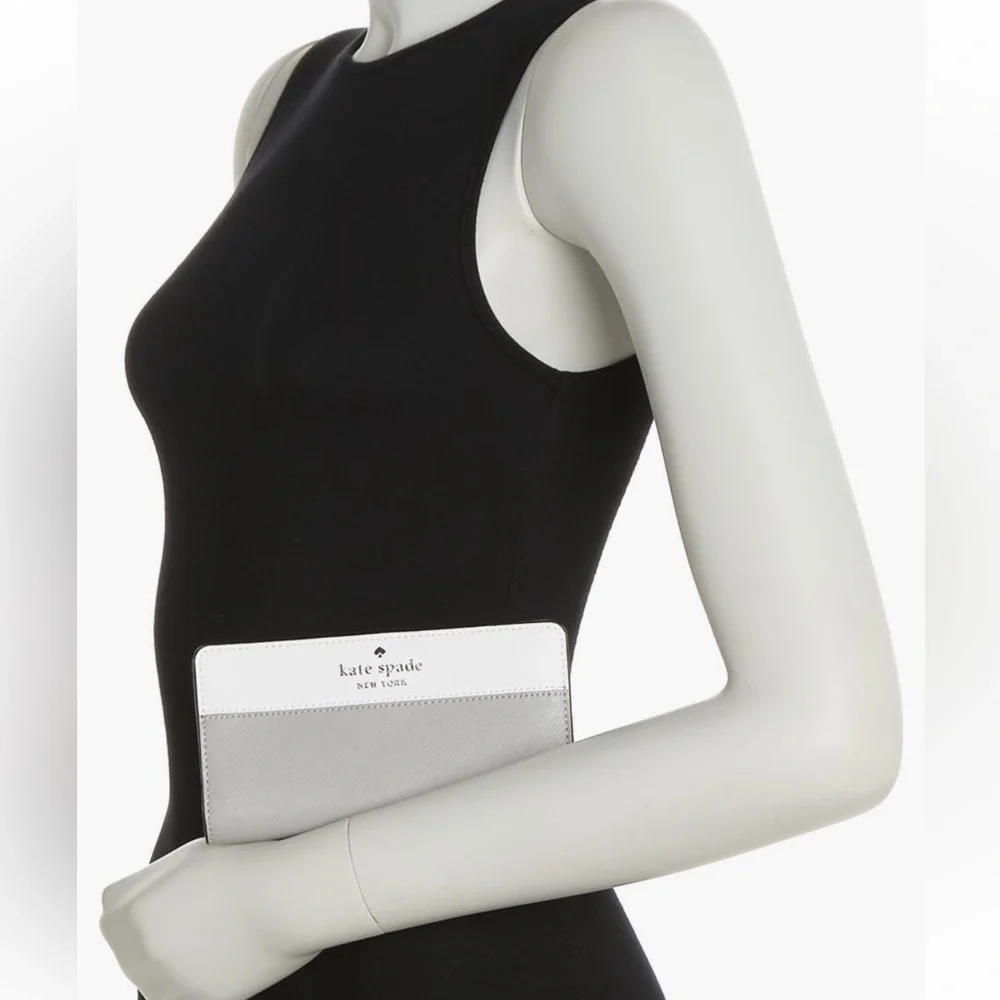 Kate Spade New York Staci Large Slim Bifold Wallet in Nimbus Grey Multi NWT